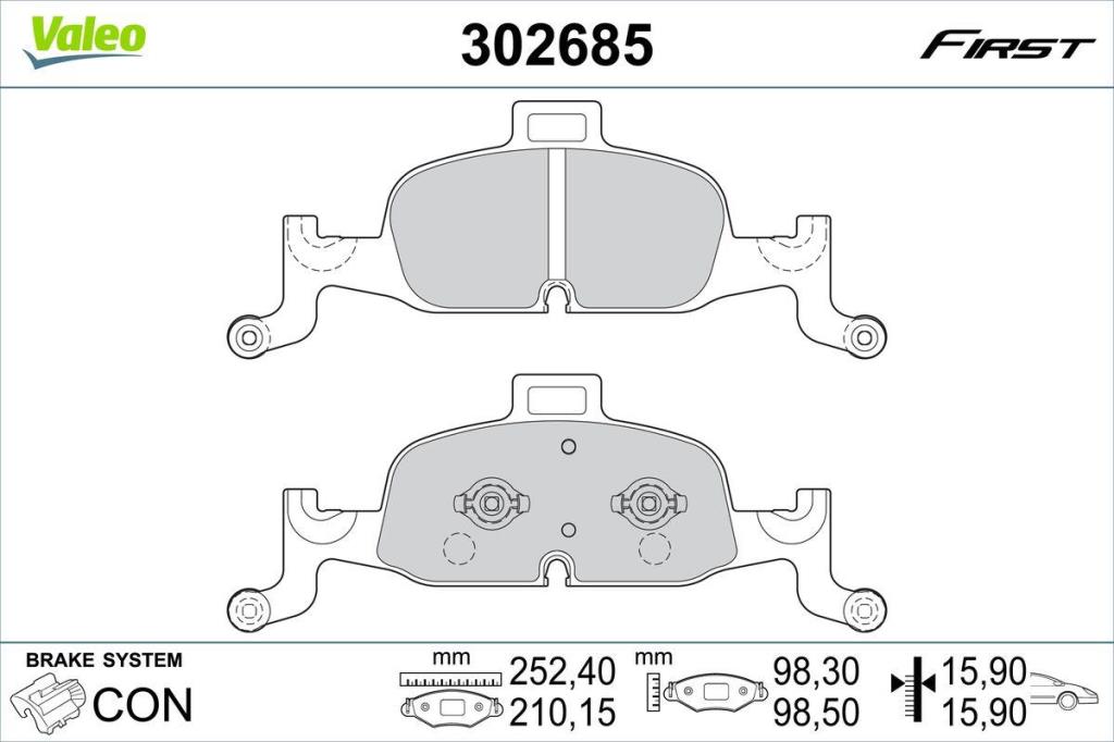 Jogo de 4 pastilhas de travão VALEO ref. 302685